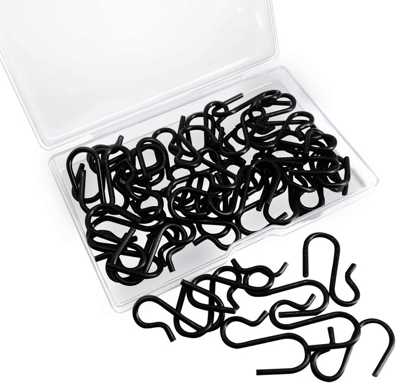 Beaneed 50 Pack Small S Hooks 1 Inch, Heavy Duty Mini S Hooks Black Metal Rustproof Hook for Hanging Plants, Backpacks, Keys & Pet Tags - Multi-Purpose Utility Hooks with PP Storage Box - Image 1